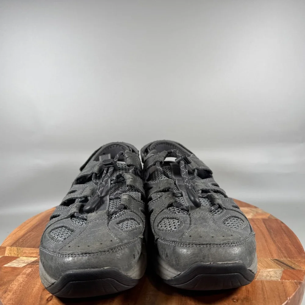 OrthoFeet 598 Clearwater‎ Mens 8 D Gray Leather Orthopedic Fisherman Sandals